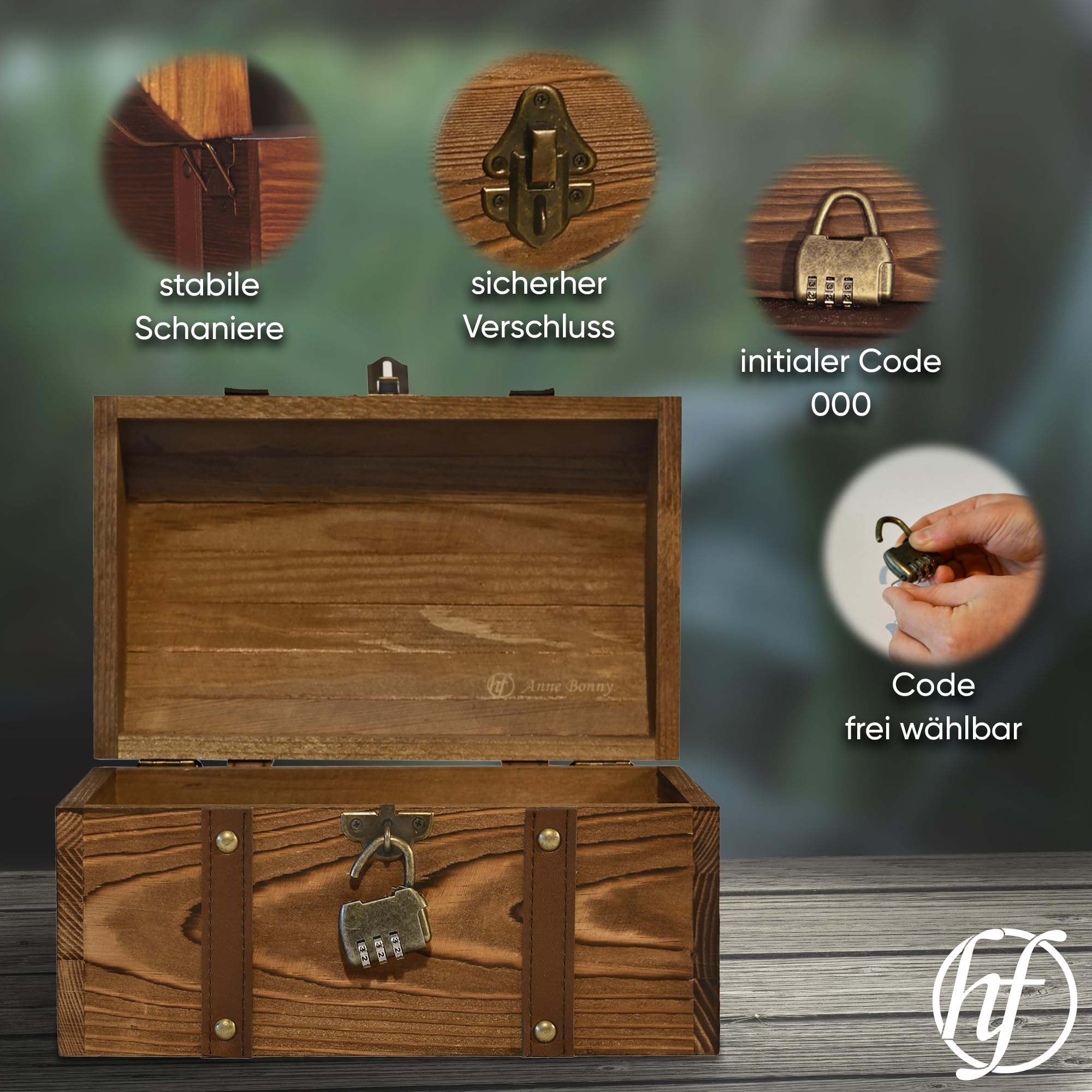 Cofre Madera Cofre Del Tesoro De Madera Con Candado 18x11x10cm