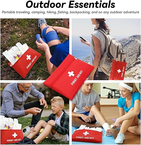 Miniatura 4 de Faylapa 6 mini bolsas vacías de primeros auxilios, mini bolsa vacía de viaje para botiquín de primeros auxilios para viajes, hogar, oficina,