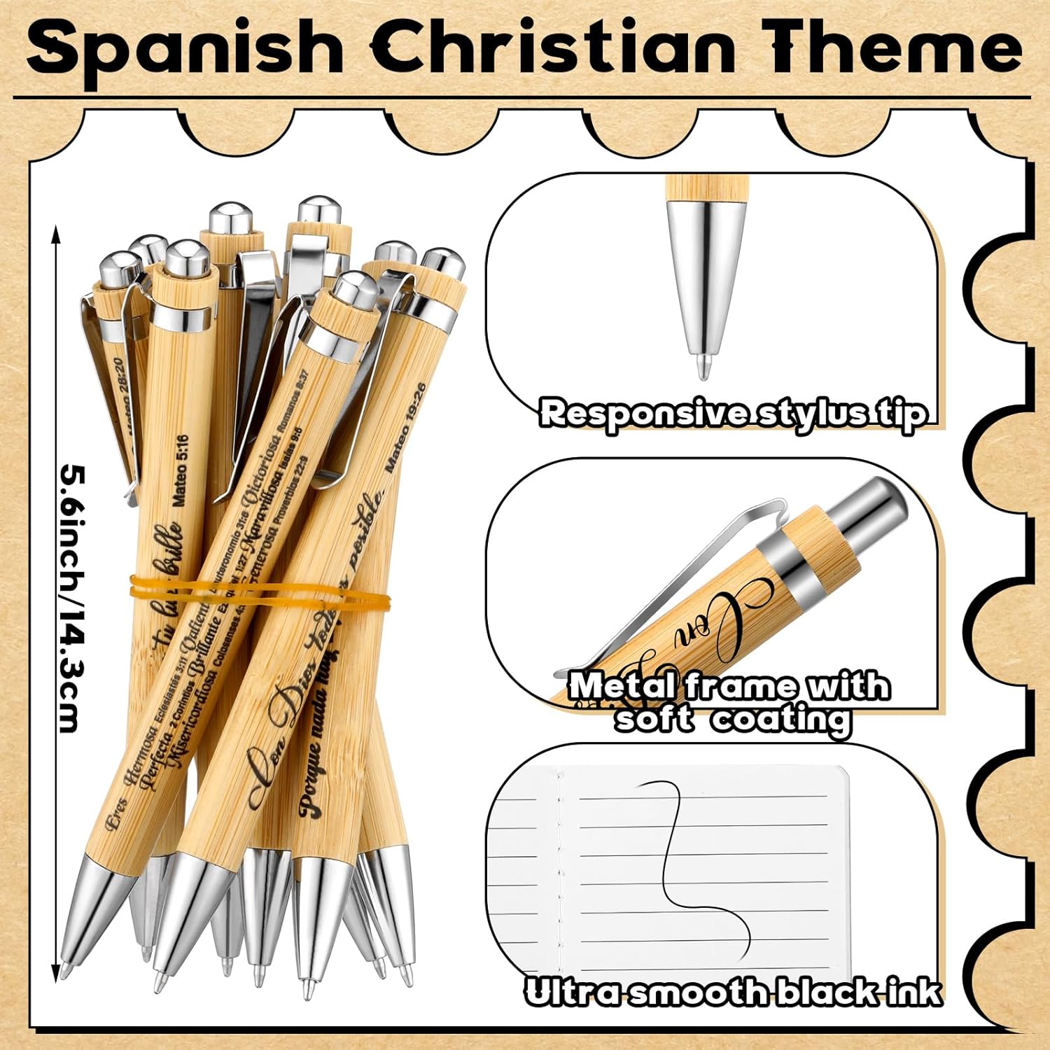 72 Pieces Regalos Cristianos En Español Regalos Para Christain Bible Spanish Gift Religious Notebooks and Pen with Bag Easter Baptism Graduation Gift for Women Men Church (Vintage Style) - Image 4