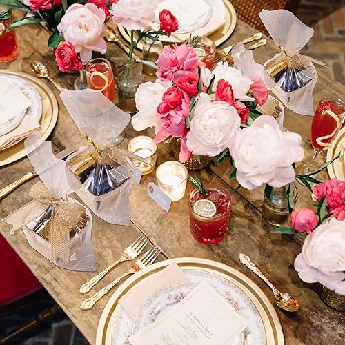 Miniatura 5 de Kigley Juego de 24 cestas de regalo de madera vacías de 4 pulgadas, canasta de bayas de imitación de yute, bolsas transparentes para dulces para