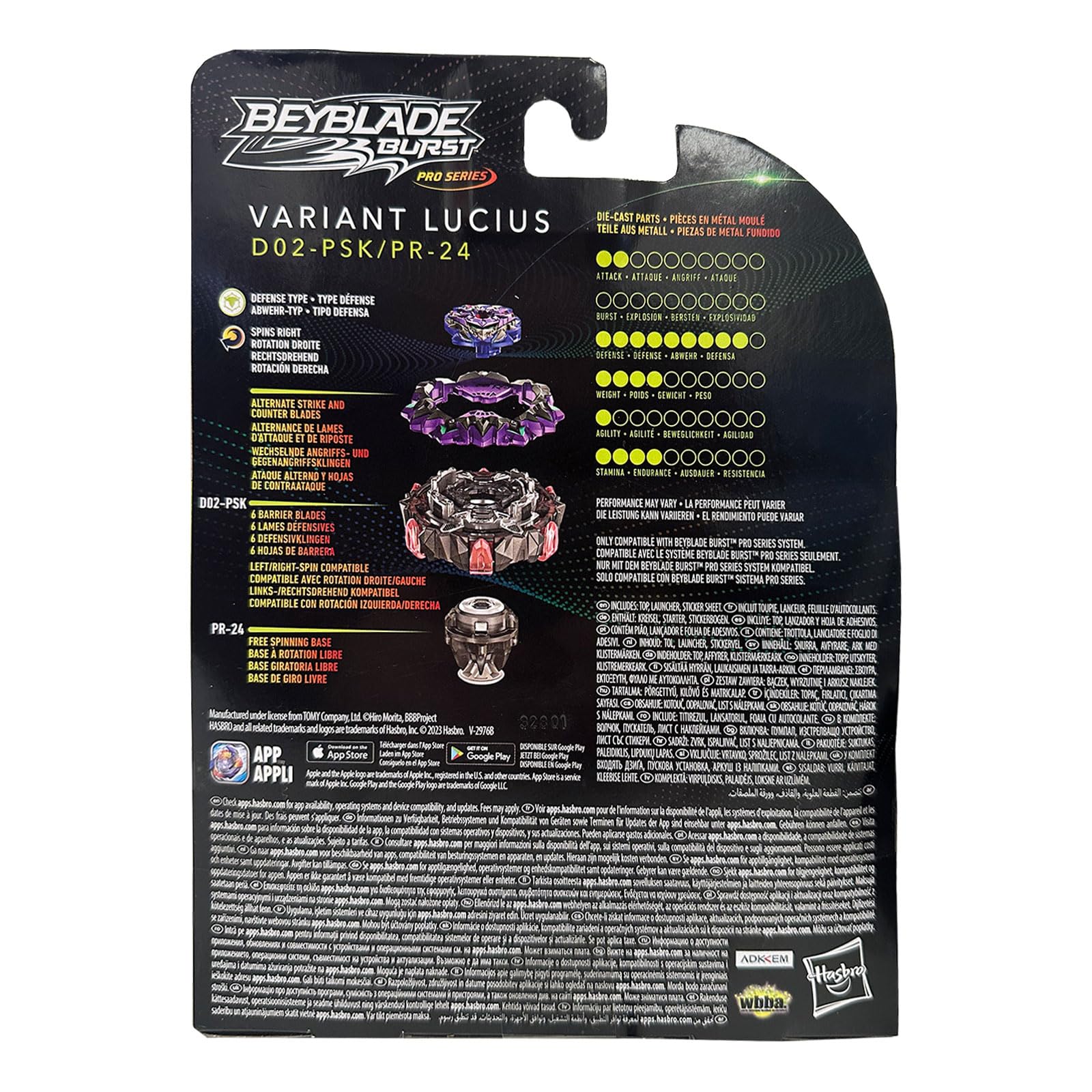 Beyblade Hasbro F7799 Burst Pro Series Variant Lucius D02-PSK PR-24