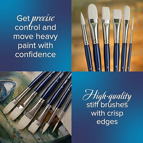 Miniatura 4 de Silver Brush Limited 191214 Bristlon Ribbon Striper Brush para pinturas acrílicas y al óleo, tamaño 14 pulgadas, mango largo