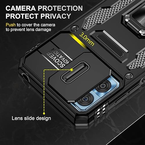 Miniatura 6 de Asuwish Funda de teléfono para Moto E22 con protector de pantalla de vidrio templado y cubierta deslizante para cámara deslizante, soporte