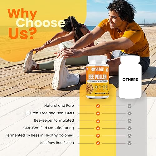 Miniatura 7 de Suplemento de polen de abeja 100% natural y crudo polen de abeja en cápsulas vegetarianas multivitamínico de polen fermentado, superalimento