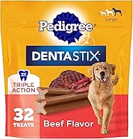 Vista 10 de Pedigree Dentastix - Golosinas para perros de raza grande, sabor fresco, bolsa de 1.87 libras (36 golosinas)