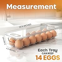 Vista 2 de Utopia Home Recipiente para huevos con tapa y asa para refrigerador, paquete de 1, soporte para huevos apilable transparente para almacenamiento