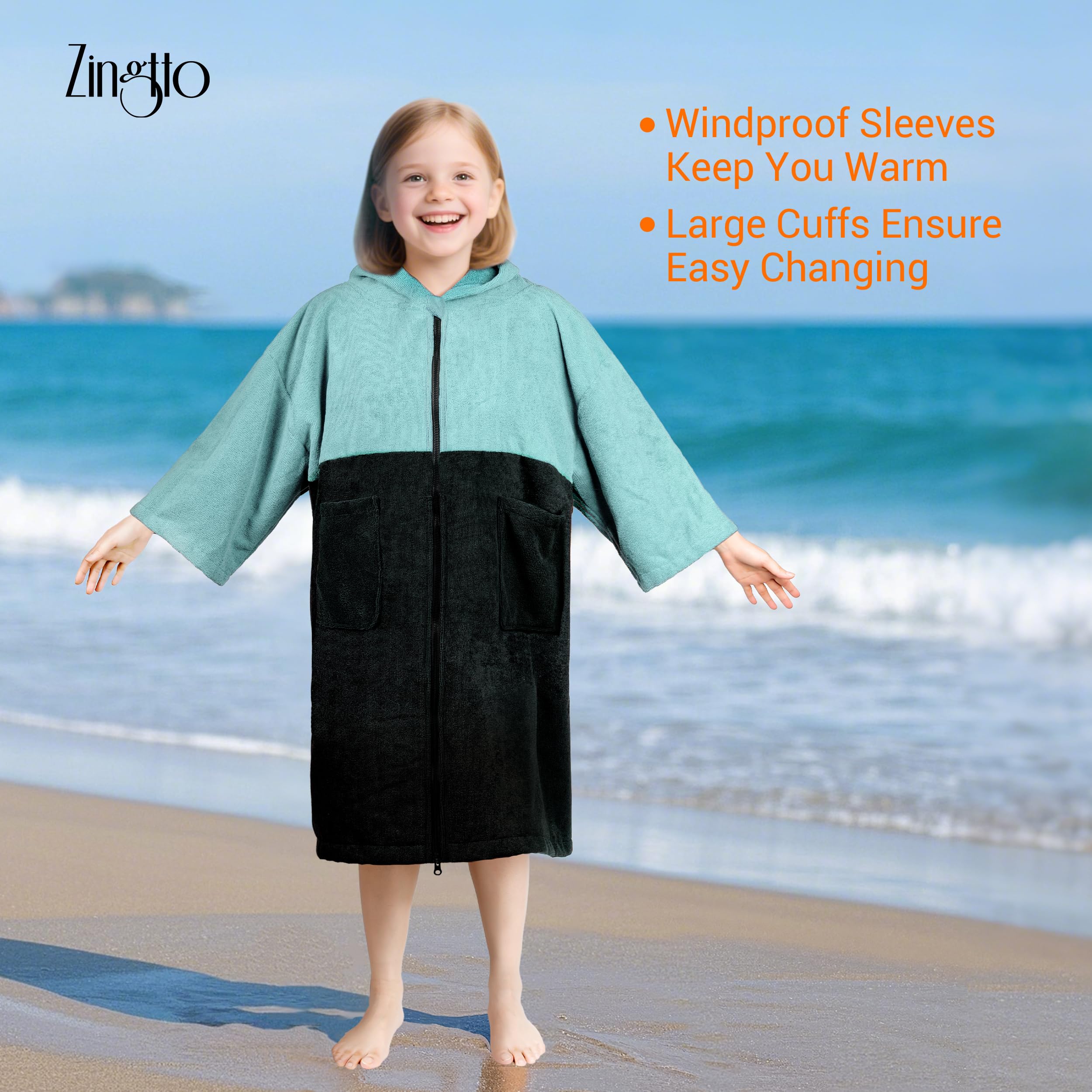 Amazon.com: Zingtto Hooded Towels for Kids Zippered Surf Poncho