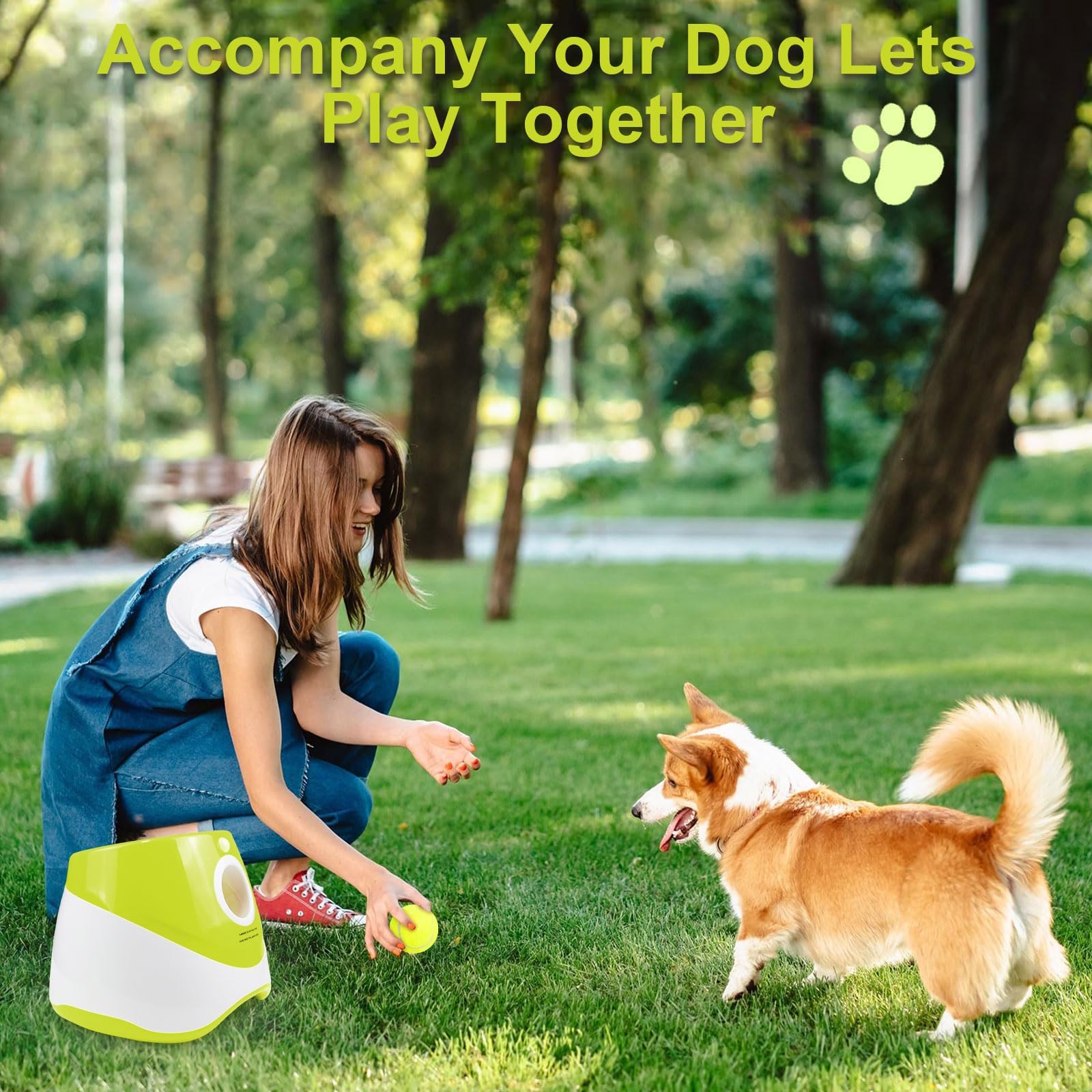 Lanzador de Pelotas para Perros, Máquina Lanza Pelotas Perro Automático Juguete Interactivo Perro con 3 Pelotas de Tenis, Ajustables Anchos de Lanzamiento, Pelota Tenis para Perros Pequeños y Grandes