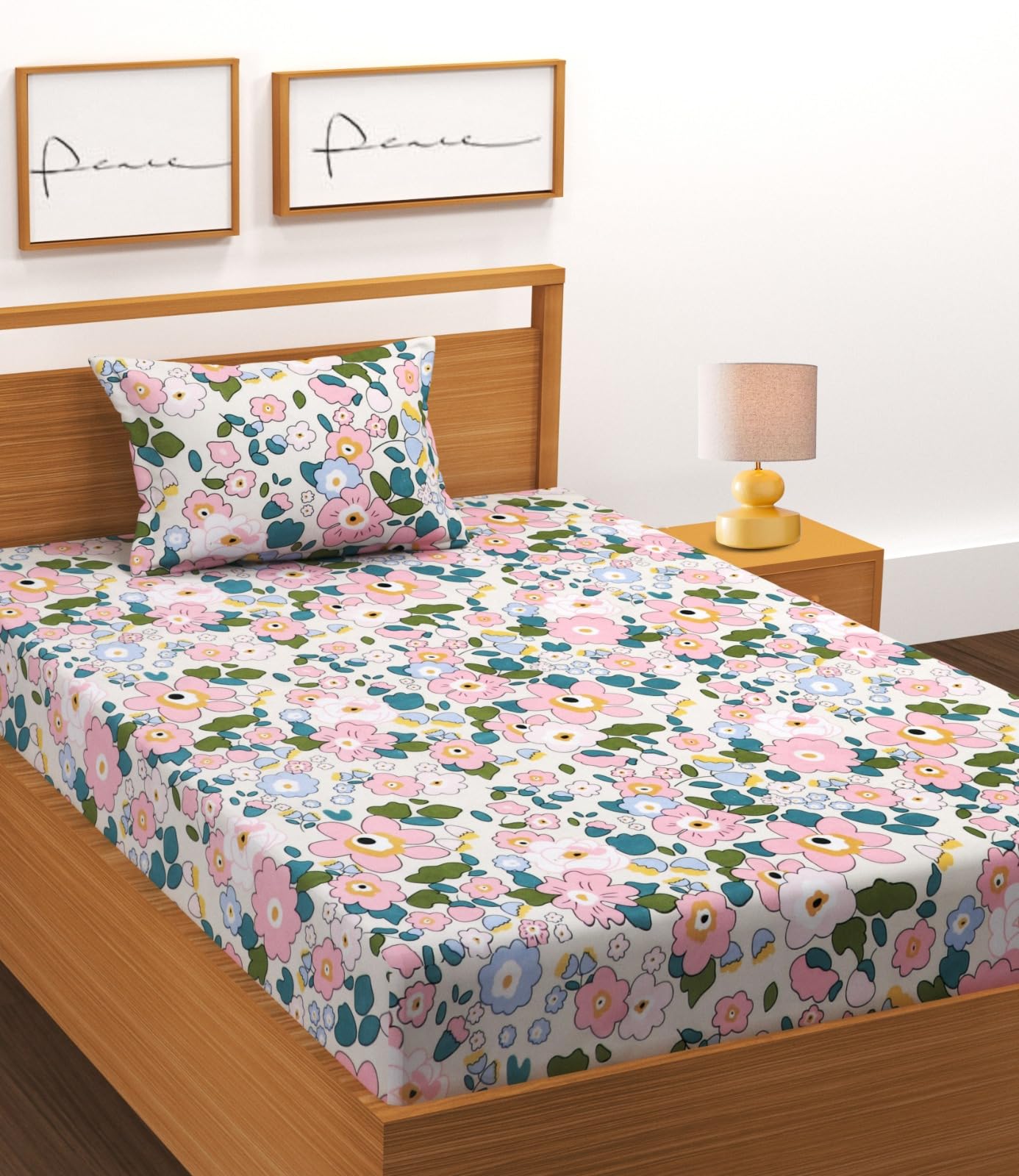 BLUEDOT Glace Cotton Elastic Single Bed Fitted Bedsheet with Pillow Cover – Soft, Breathable & Wrinkle-Free for Mattress | Durable & Fade-Resistant 48x78x6 Inch (Light Pink)-image-34