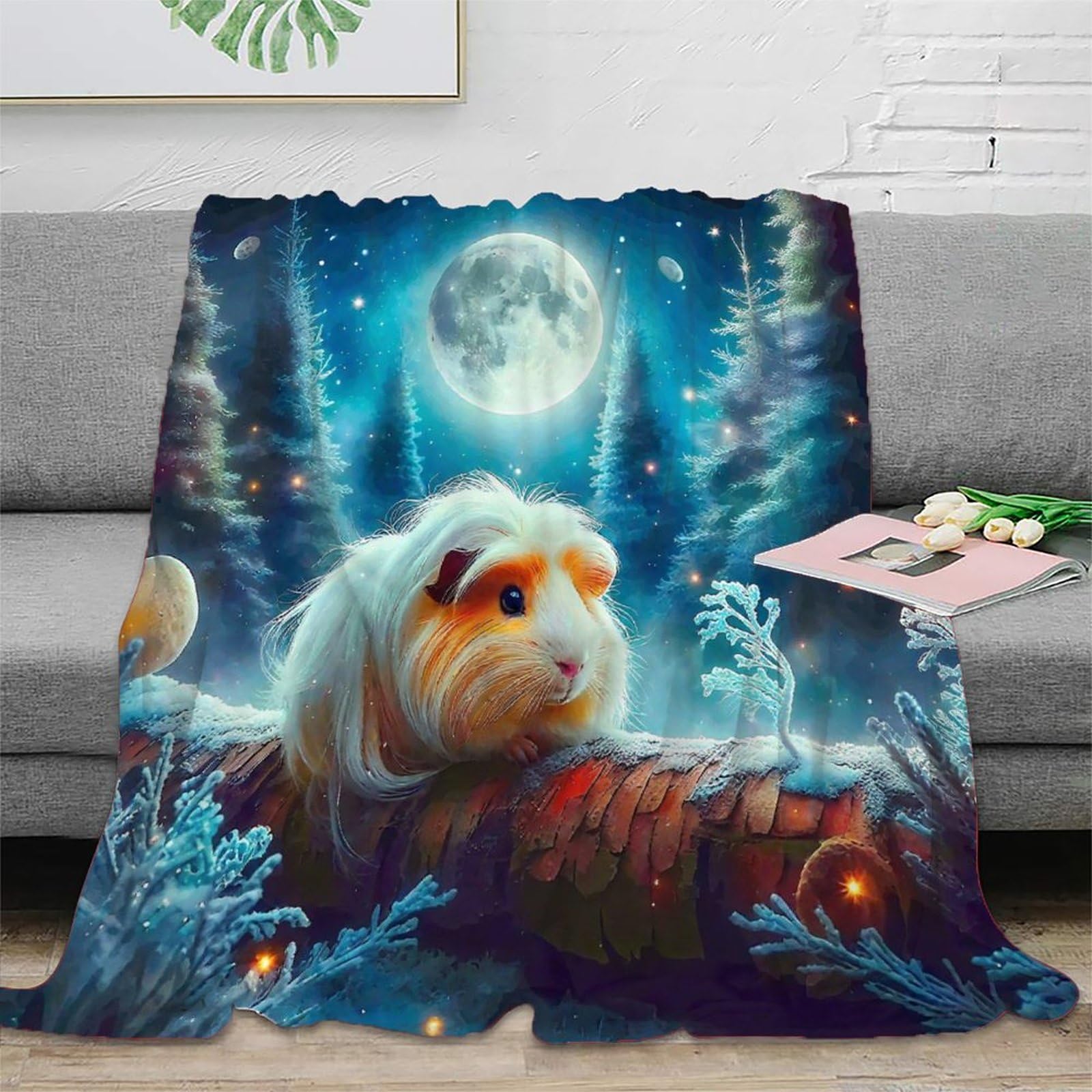 Couverture cochon d'Inde en peluche douce pour camping et voyage en voiture