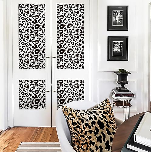 Miniatura 6 de Ismoon Delicado papel tapiz blanco y negro para despegar y pegar de 17.3 x 393 pulgadas, papel tapiz de leopardo moderno, papel de contacto blanco