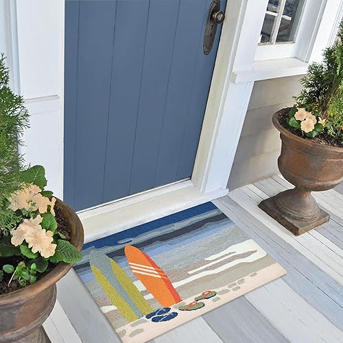 Miniatura 36 de Liora Manne Compass - Alfombra azul marino para porche delantero para interiores y exteriores, 5 pies x 7 pies 6 pulgadas Compass Navy,Brújula