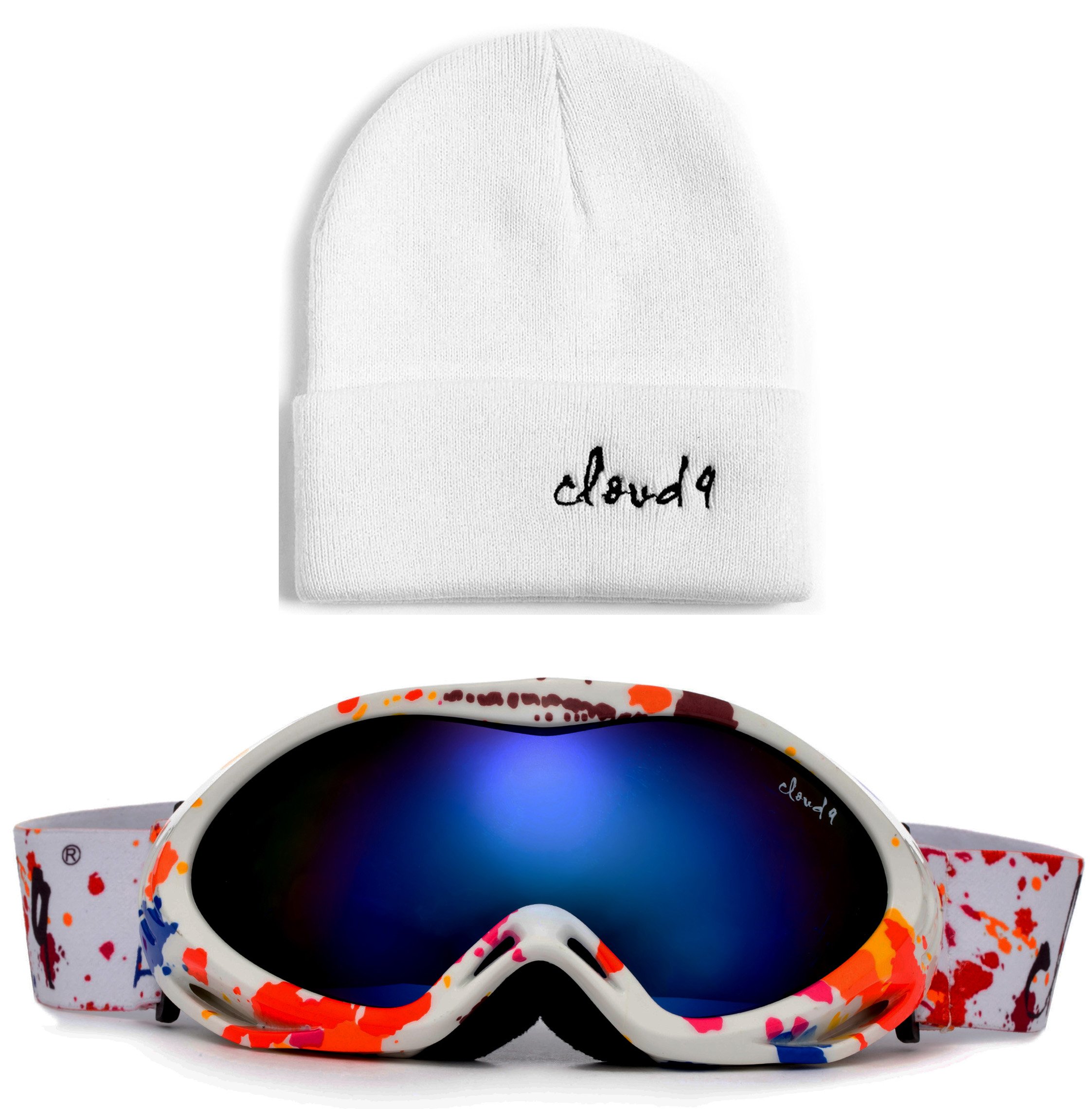 Cloud 9 -Professional Kids Toddler Snow Goggles Tindy Paint Splat Anti-Fog Dual Polycarbonate Lens Windproof UV400 Snowboarding Ski Goggles (1-6 Years) (1 Pair Only, Choose Your Color)