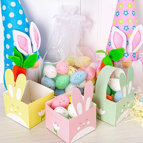 Miniatura 5 de Whaline 24 cajas de regalo de Pascua con asa, lindo conejo, conejo, cesta de Pascua, contenedores con forma de conejo, caja de galletas para la