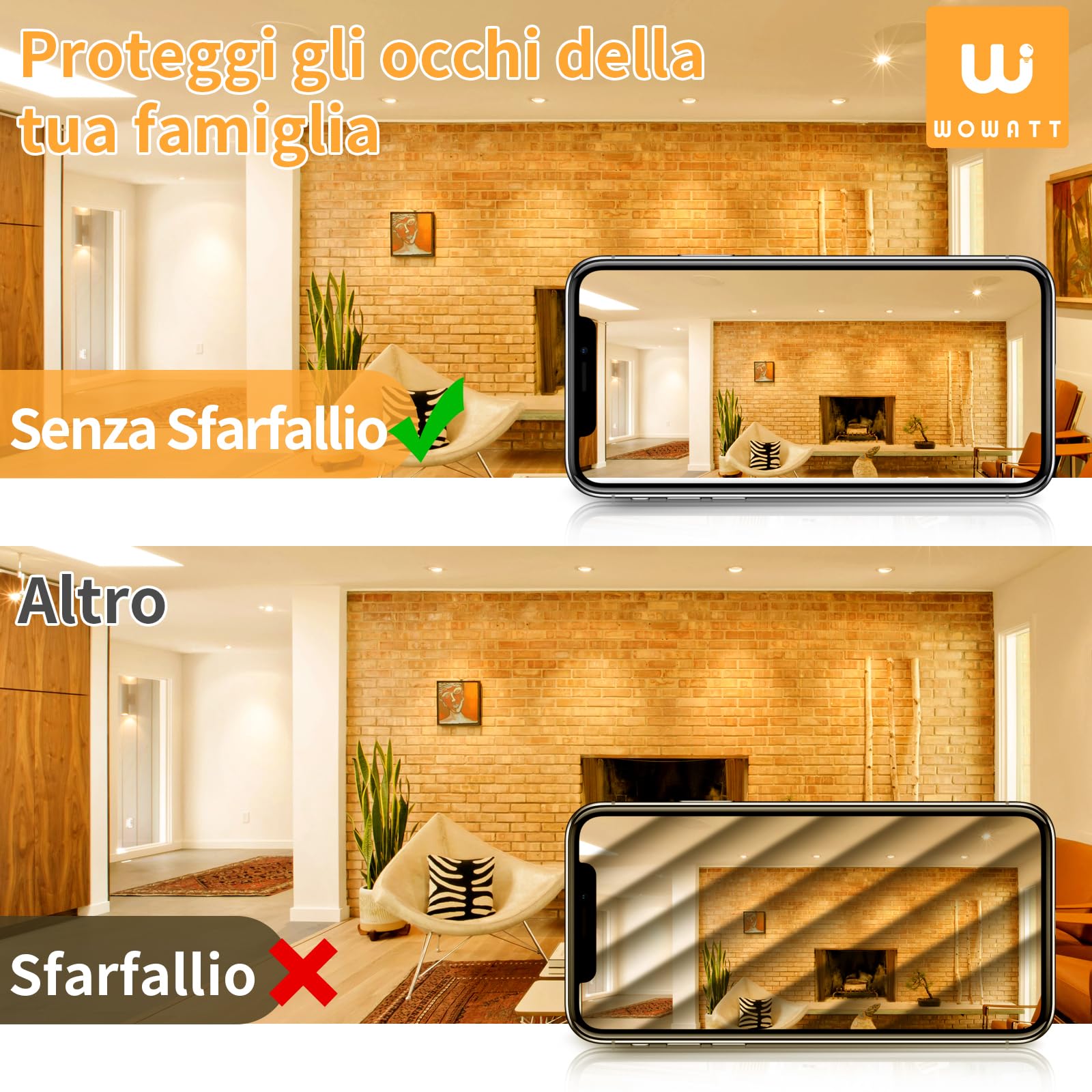 wowatt 10x Faretti LED da Incasso per Cartongesso Dimmerabili 5.5W 600LM | Luce Calda 2800K Faretti LED Soffitto Incasso Orientabili Metallo, IP44 Faretto Ultrasottili Foro 68mm para Bagno
