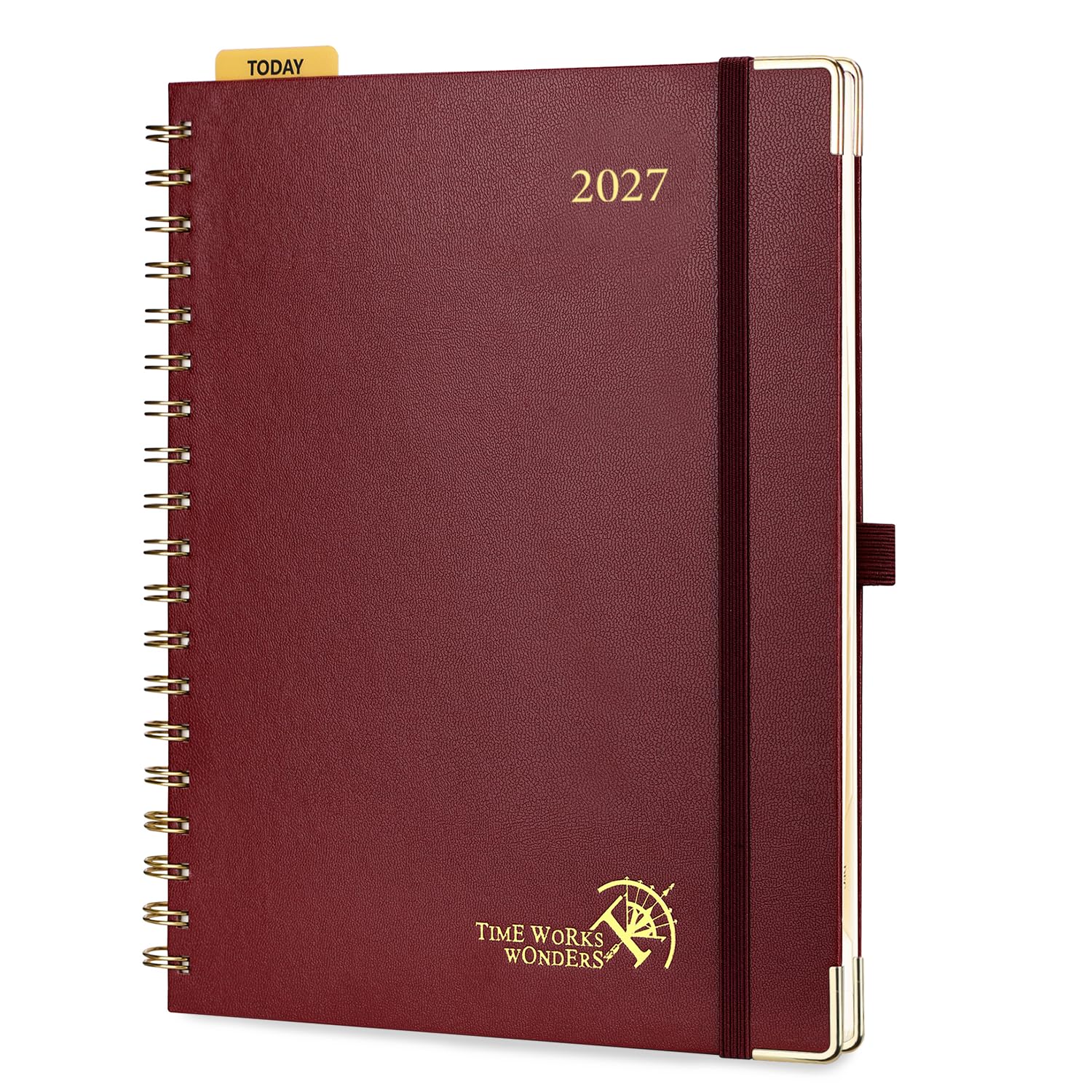 POPRUN 2027 Diary A4 Week To View Golden Spiral Hardcover 27 Weekly Planner