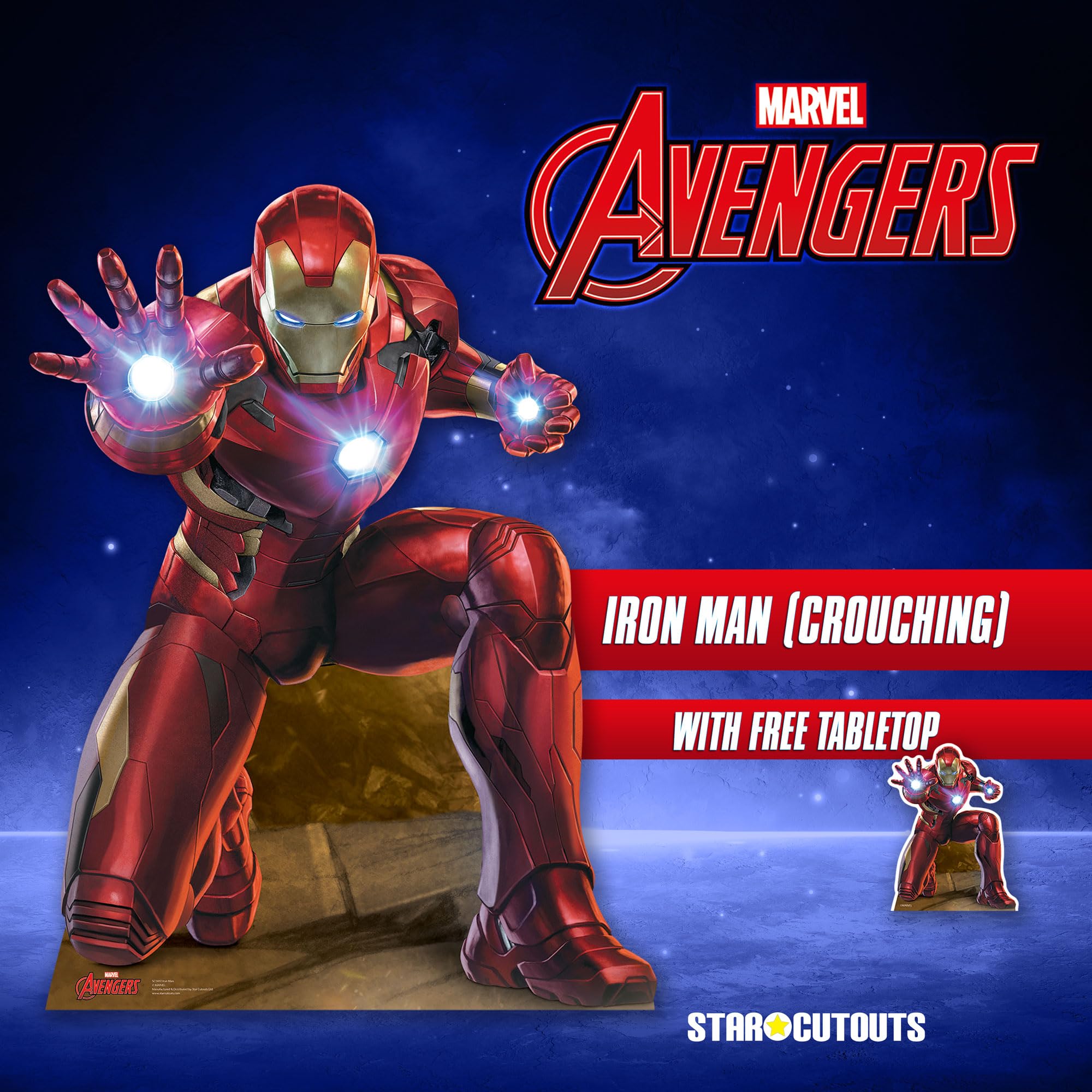STAR CUTOUTS Ltd SC1410 Avengers Legends Repulsor Beam Blast I am Iron Man Figura de cartón recortada perfecta para fans de Marvel, exposiciones, coleccionistas, fiestas y eventos, altura 133 cm