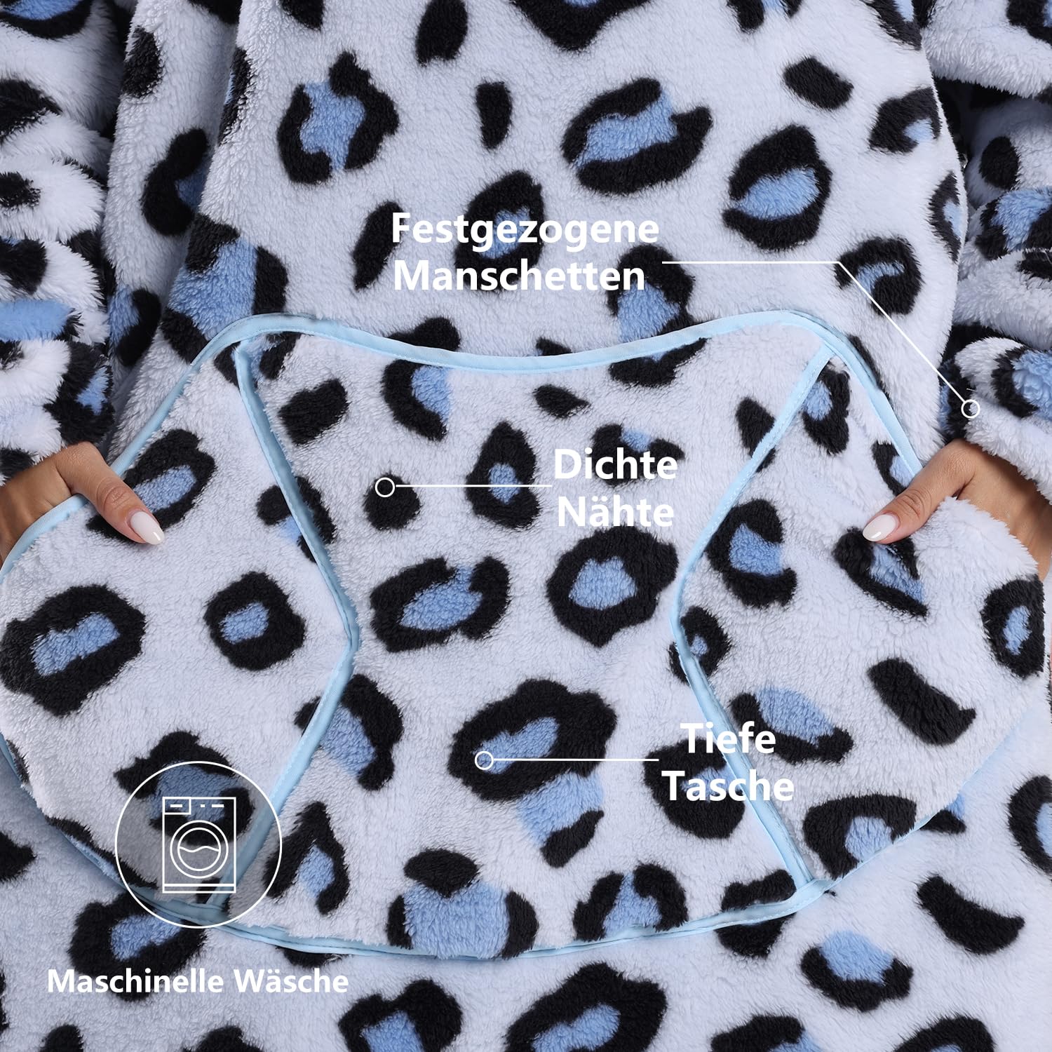 Ultra Weiche Hoodie Decke mit Ärmeln Warme Flanell Decke zum Anziehen für Zuhause Sofa und Bett, Kuscheldecke mit Kapuze