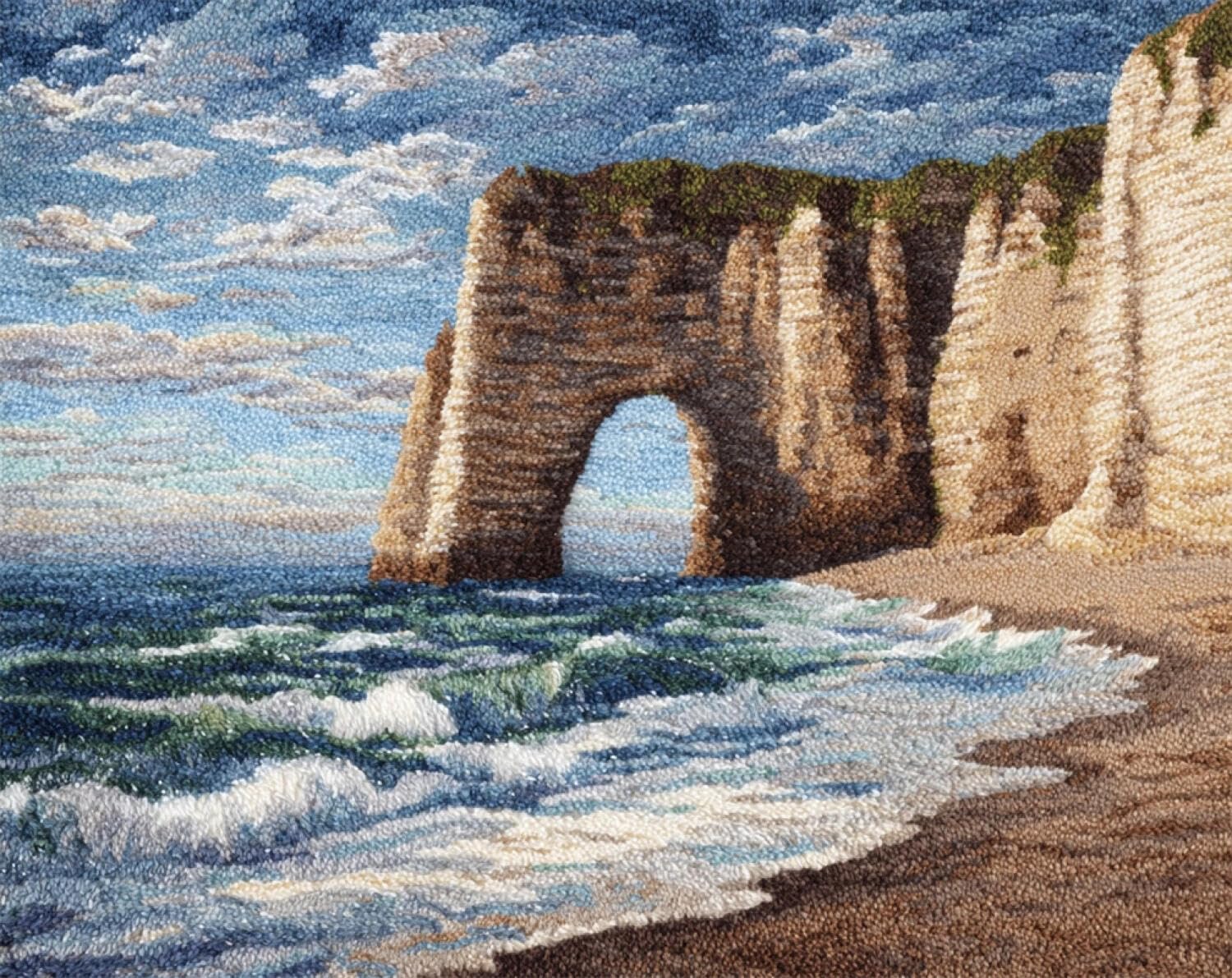 Henypt DIY Latch Hook Rug Kits Seaside Cliffs 90x120cm
