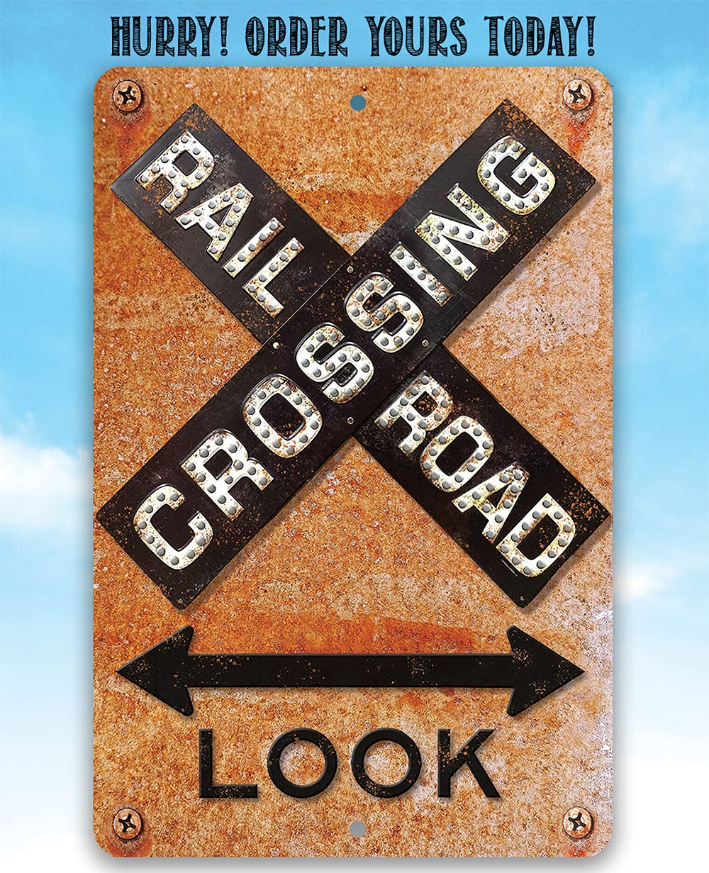 Amazon.com: Railroad Crossing Sign - Rustic Train Terminal Decor