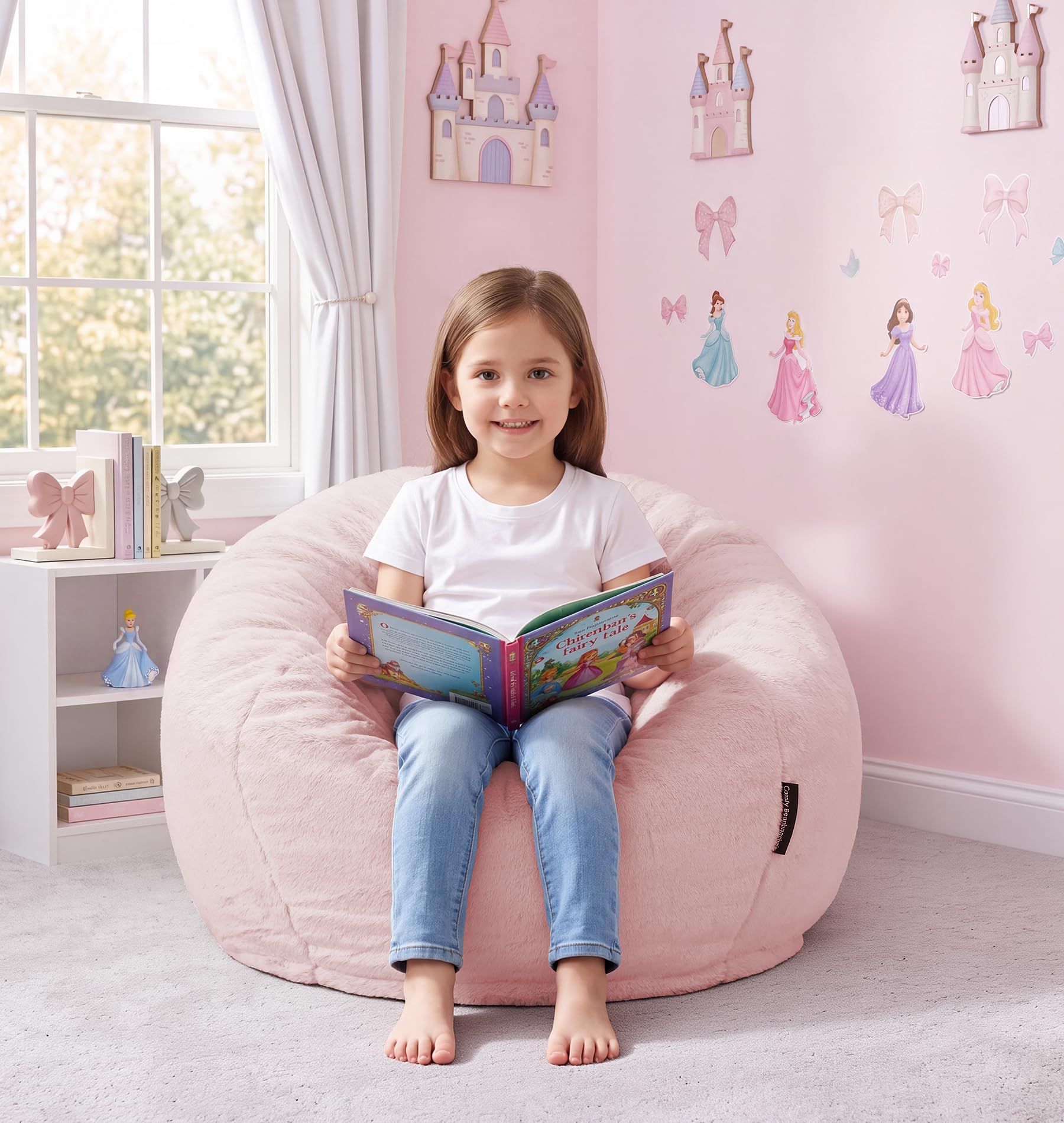Hobestluk Small Bean Bag Chair Teardrop Faux Fur Cushion Lounger
