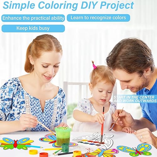 Miniatura 4 de 38 piezas de manualidades de mariposa de primavera para niños, para ventana de primavera, atrapasoles, kit de manualidades para colorear de