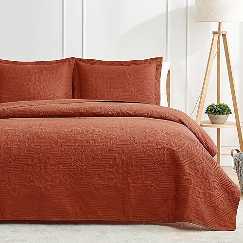 Vista 34 de Hansleep - Edredón blanco tamaño Queen – Colcha barroca ultrasónica para todas las estaciones, juego de ropa de cama suave y ligero, 3 piezas