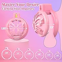 Vista 4 de Jaula de castidad para pene masculino - ACUMUM Dispositivos de castidad de silicona suave, jaulas de castidad sissy con 6 anillos para pene
