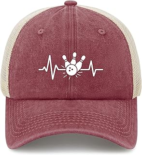 Bowling heartbeatss Bowl-Players Hat for Mens Funny Washed Distressed Baseball