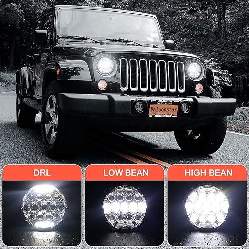 Miniatura 5 de Faros delanteros LED redondos de 7 pulgadas de 75 W, compatibles con Wrangler JK TJ LJ