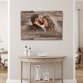 TAILORED CANVASES Personalized Couple Canvas - Custom Photo and Name Wal...