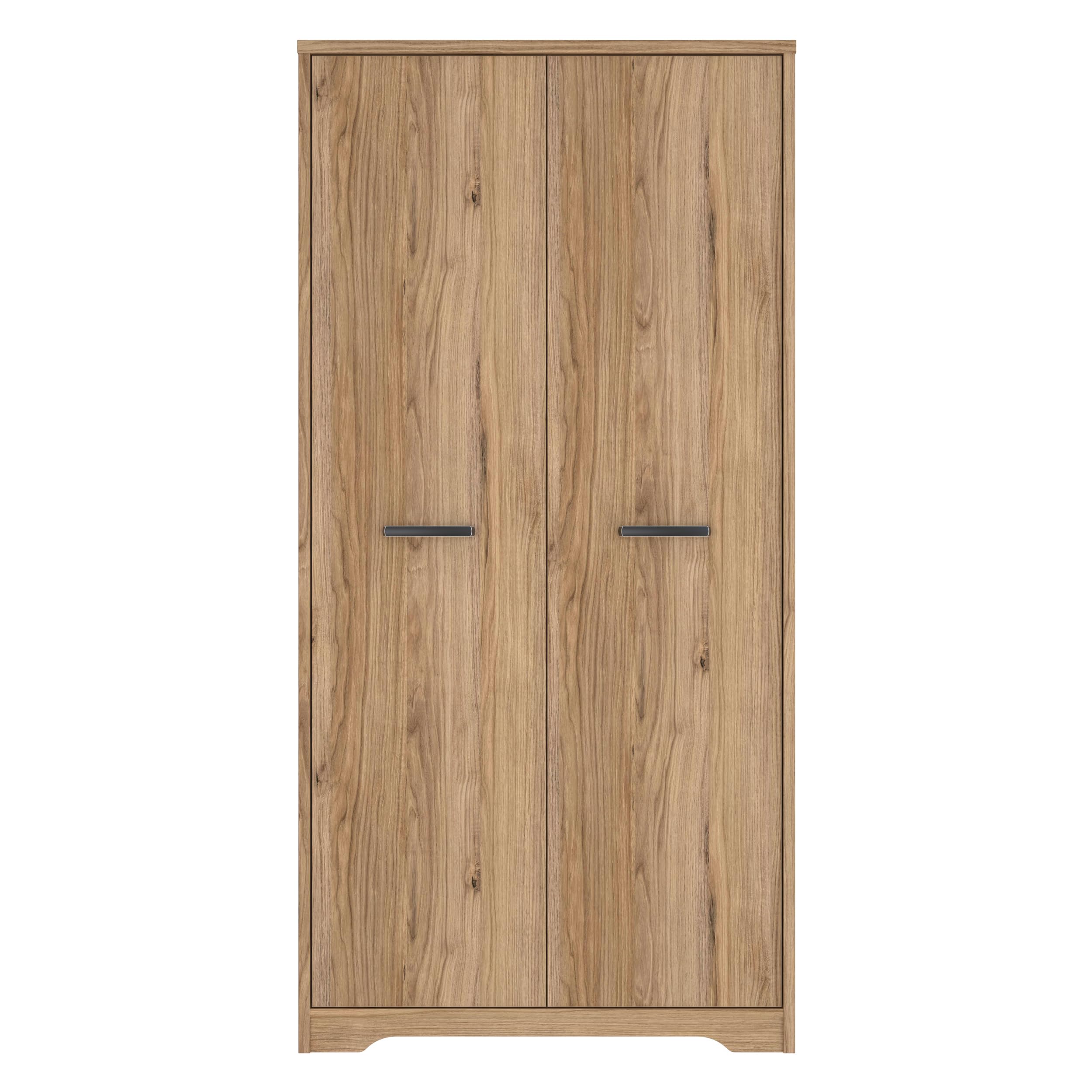 Forte JOADAKIS Kleiderschrank 95, klassischer Drehtürenschrank mit 2 Türen und Einlegeböden, Holzwerkstoff, Catania Eiche Dekor, 94,5 cm breit, 192,4 cm hoch, 52,7 cm tief