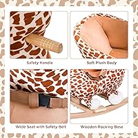 Vista 5 de Qaba Juguete de Caballo Mecedor de Peluche para Niños Estilo Jirafa con Canción para 18-36 Meses, Marrón