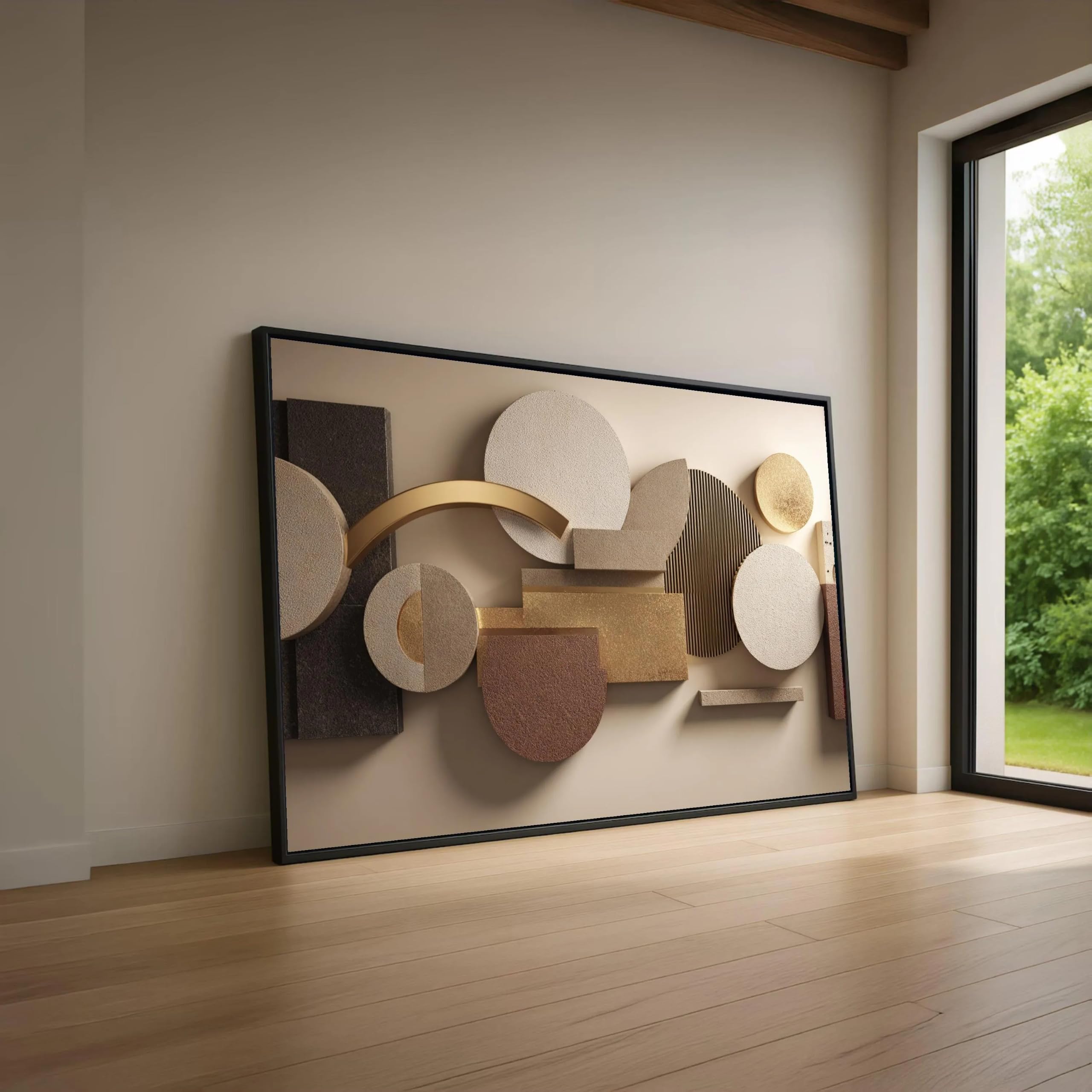 UUDEZO Nowoczesny geometryczny abstrakcyjny obraz na płótnie - współczesny wystrój domu (70x125cm (28x49in)