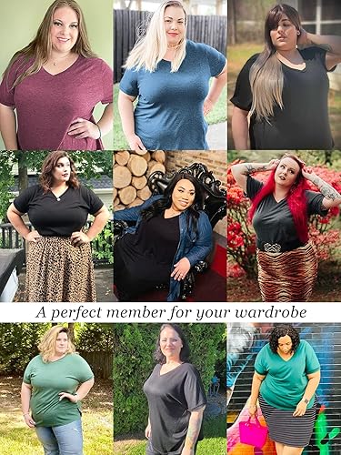 Miniatura 2 de VISLILY Camisetas de verano con cuello en V y manga enrollada para mujer