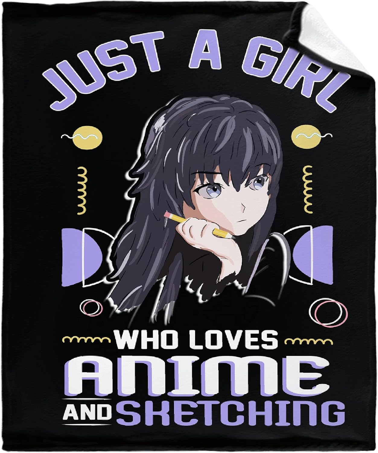 Microfiber Flannel Throw Blanket Just A Girl Who Loves Anime and Sketching Super Soft Cozy Lightweight Summer Quilt Perfect for Bed Sofa-50"x40" Small for Kids
