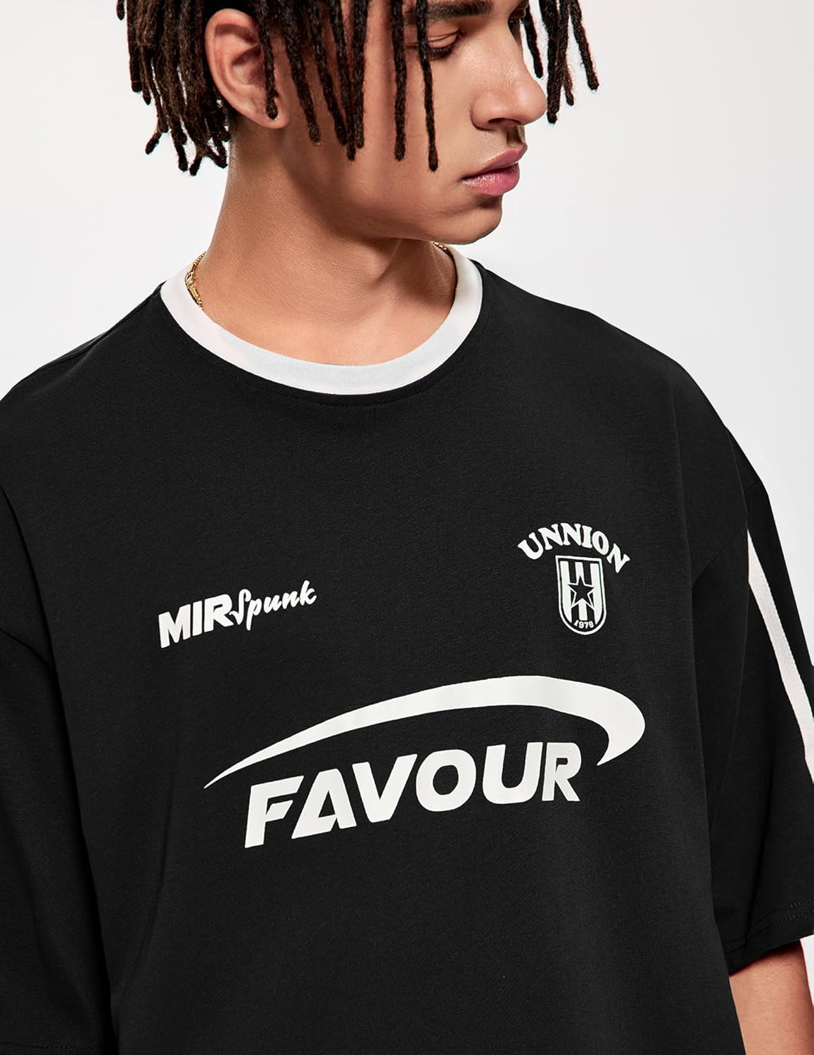 Vamtac Mens Patchwork Racing T Shirt Y2K Vintage Oversized Graphic Tees Contrast Color Stripe Half Sleeve Streetwear Top - Image 3