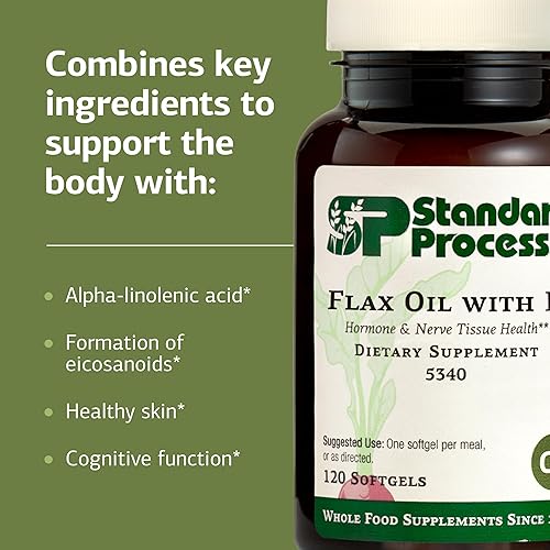 Miniatura 4 de Aceite de lino de proceso estándar con B6 - Suplemento para soporte de tejido hormonal y nervioso - Apoya la piel del cerebro, corazón y piel - Sin