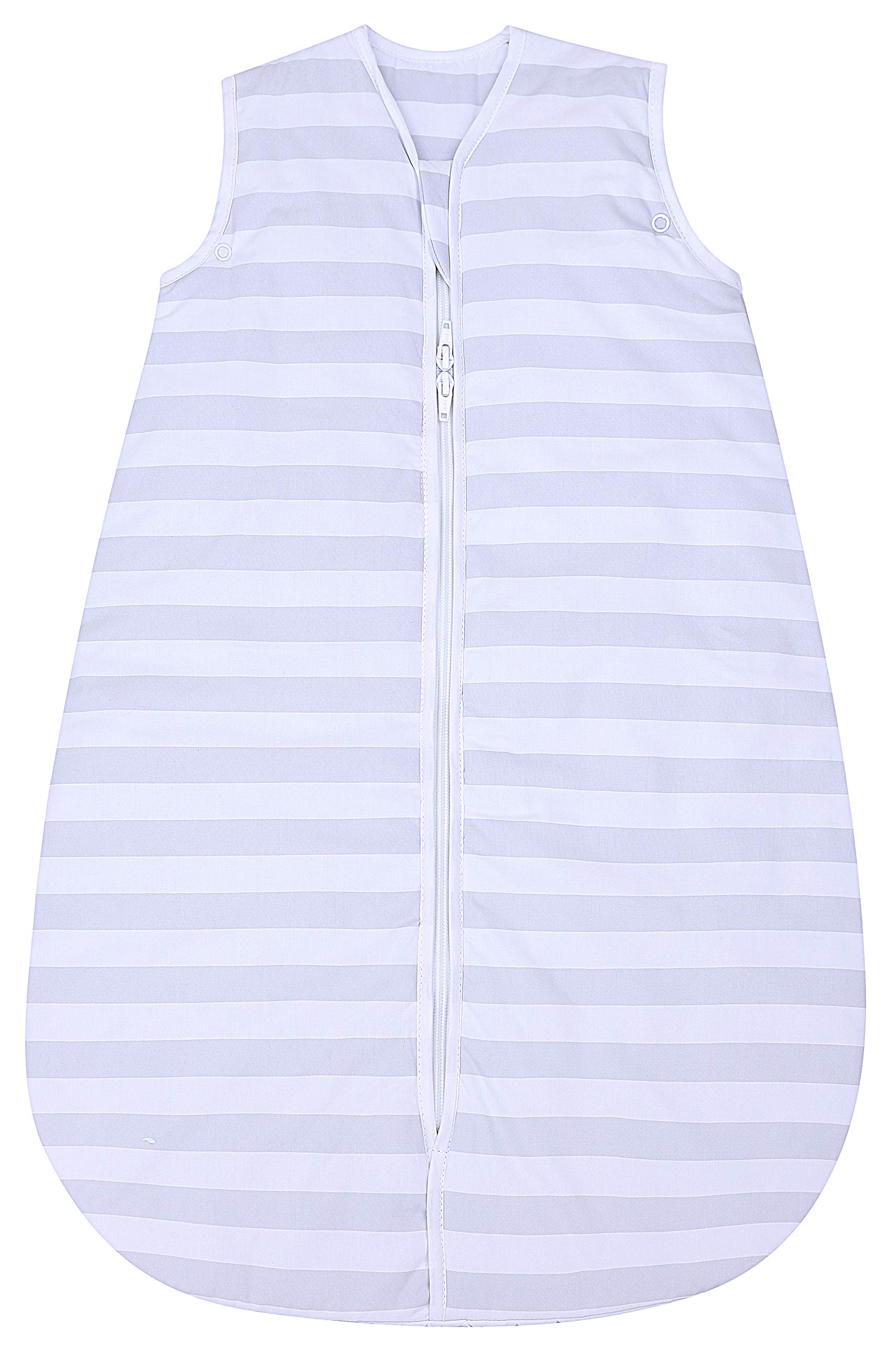 Snoozebag Child Toddler Sleeping Bag Size 6-10 Years 2.5 Tog Long 150cm With Side Zip Opening 100% Cotton Outer Nursery Sleepsack (Grey Stripe)