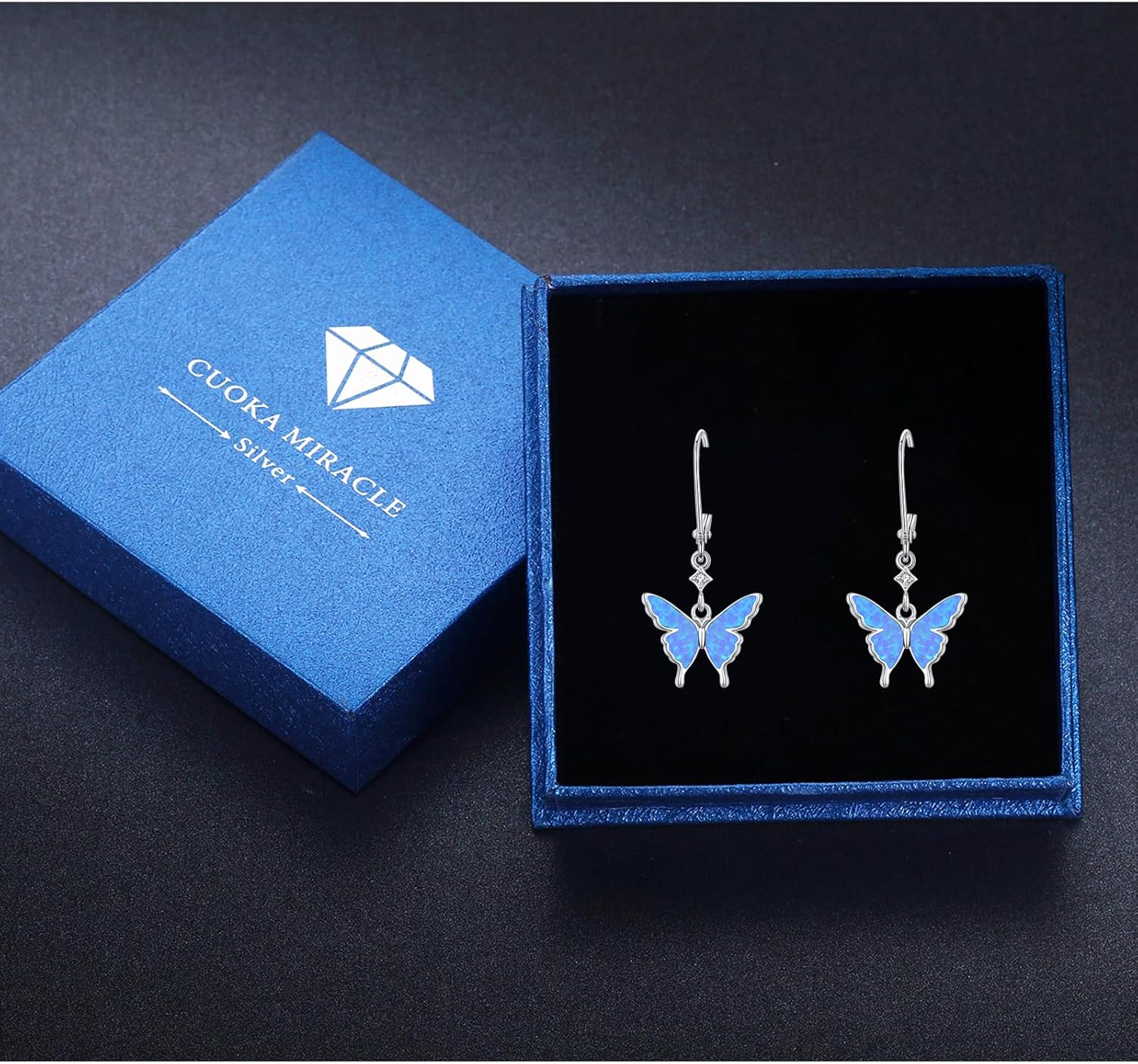 Opal Butterfly Drop Earrings - 925 Sterling Silver Dainty Wings With 5A Cubic Zirconia - Mother's Day Jewelry for Women - Image 7