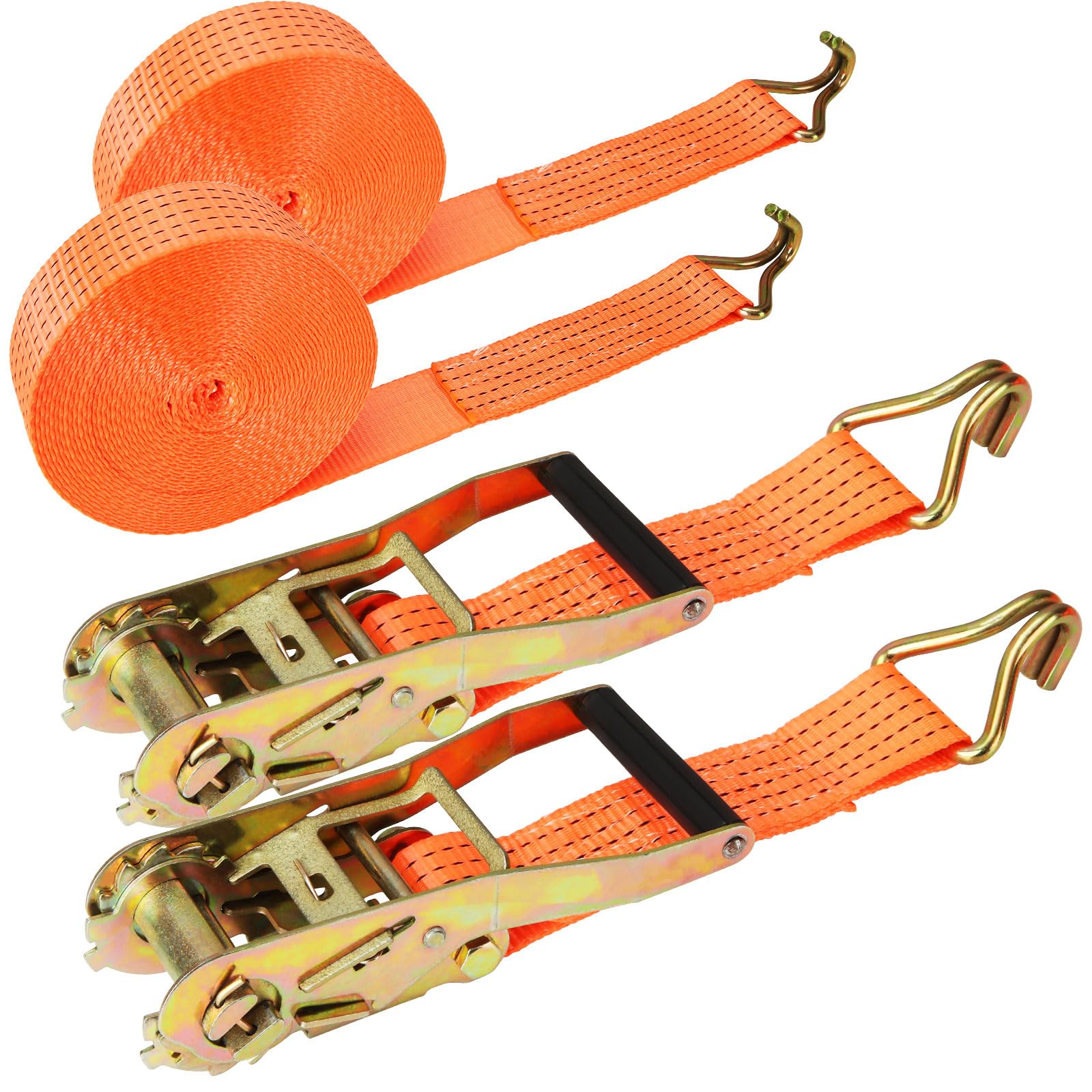 2 Stücke Zurrgurt 5000kg Spanngurte 6m Heavy Duty Einstellbare Spanngurte mit Ratsche und Haken Zurrgurte Orange Motorrad Szurrgurte mit ratsche für Cargo, Trucks, Trailer 50mm