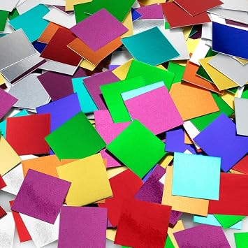 Hygloss 1,000 Pcs Small Shiny Cardstock Squares 1 Inch Metallic Foil Board Squares Great for Mosaic Crafts, Arts & Crafts, DIY Projects, Classroom Activities & More Assorted Metallic Cardstock