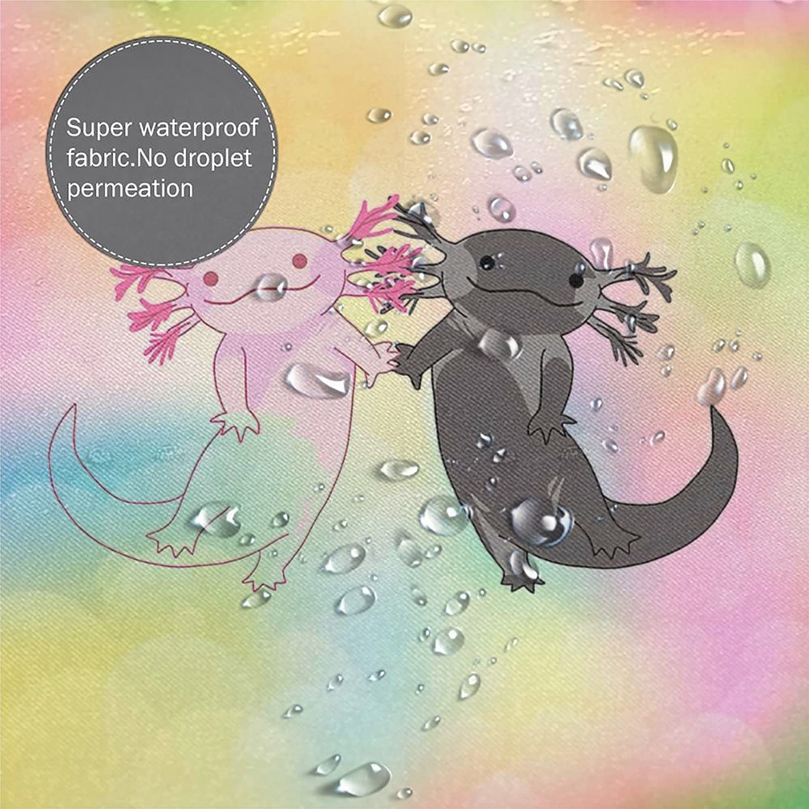Axolotl Duschvorhang Mit Kirschblüten - Wasserdicht, 183x183 Cm, Aquarell-Design In Rosa/Blau