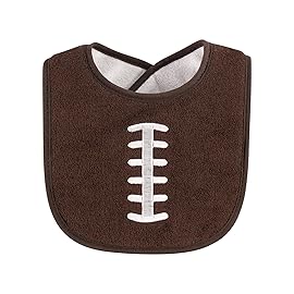 Hudson Baby Unisex Baby Cotton Terry Drooler Bibs with Fiber Filling, Football, One Size