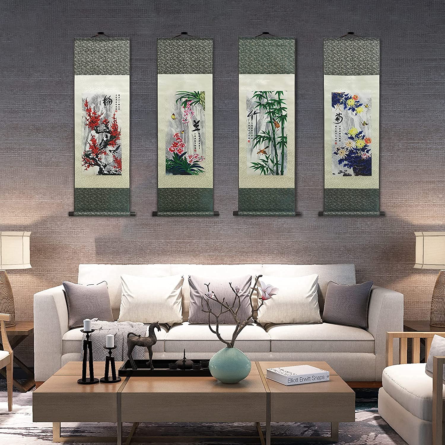 Chinesische Kunst-Rollenmalerei, Landschafts-Rollenmalerei, chinesische Wandkunst-Rollenmalerei, japanische Schriftrolle, Landschaftsmalerei-Rollengemälde, hängende Kunst, Seiden-Rollenmalerei, asiati