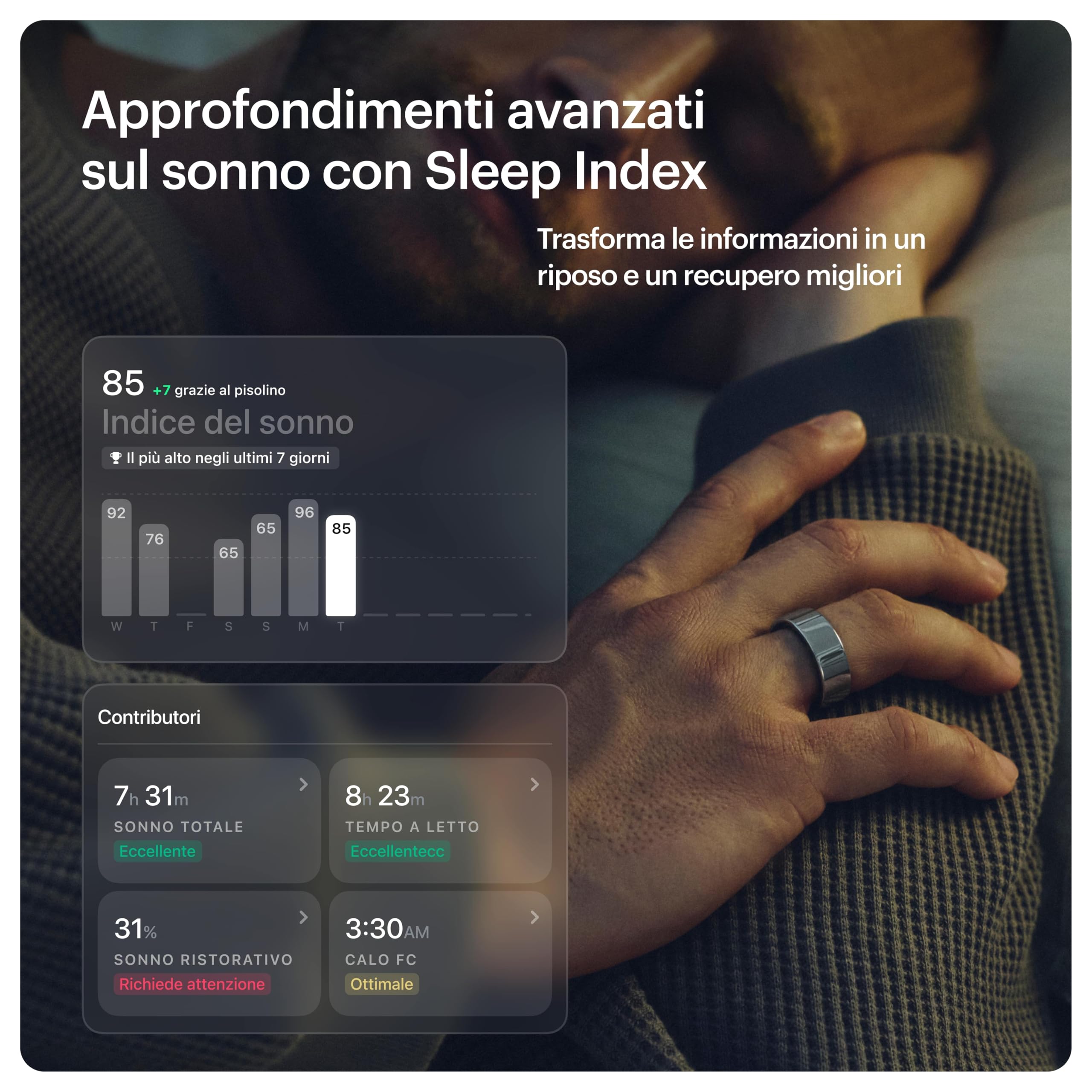 ULTRAHUMAN Ring AIR - Monitoraggio del sonno e del fitness, anello intelligente per uomini e donne, nessun costo dell'app per le funzioni standard, durata della batteria fino a 6 giorni