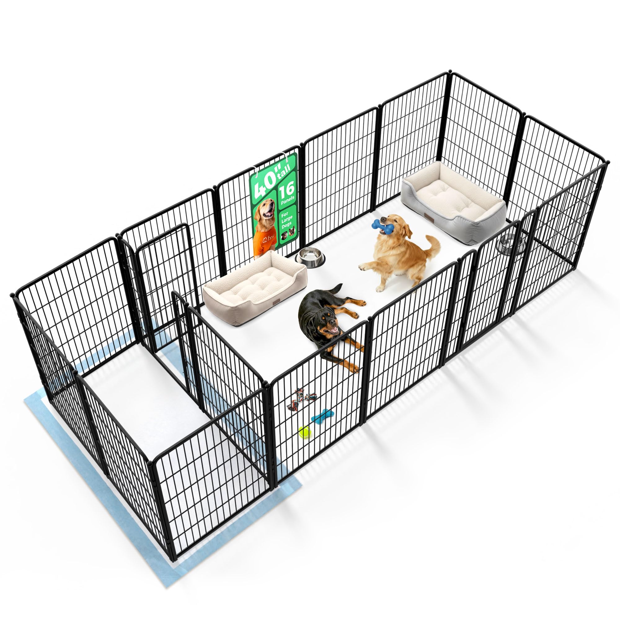 FXW Homeplus Indoor Dog Playpen with Divider Connectors, 40" H, 16 Panels