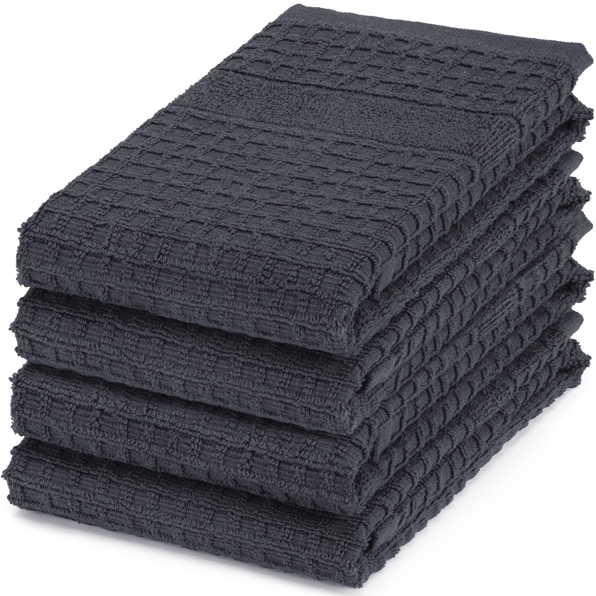DecorRack 4 Pack Large Kitchen Towels, 16" x 27", Set of 4 100% Cotton Waffle Weave Absorbent Dish Cloths for Kitchen Cleaning, Gray (Pack of 4)