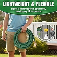 Vista 3 de Garden Hose 75 ft NON-EXPANDABLE Water Hose, Flexible & Lightweight Kink Resistant Hybrid Hose, Leak-Proof Heavy Duty, Super Durable Fabric with