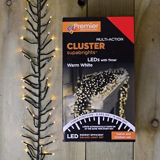 Decorations 480 Multi Action Indoor & Outdoor Christmas Cluster LED Lights with Timer - Warm White
